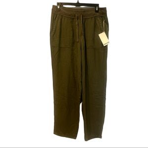 Splendid Soleil Crop Pants Soft Vob Womens Size L Green Viscose Linen Bottoms